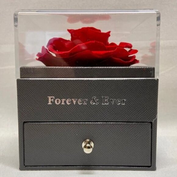 Eternal Rose Preserved Flower Jewelry Box & Silvertone Gemstone Necklace Gift - Picture 5 of 13